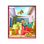 Beyond The Sky' (2025) - A vibrant Acrylic on Canvas painting of a child's imagination by a talented artist at 2madison. This piece is a highlight of Affordable art Asia, available at our Indonesian Gallery and Art Gallery Jakarta.