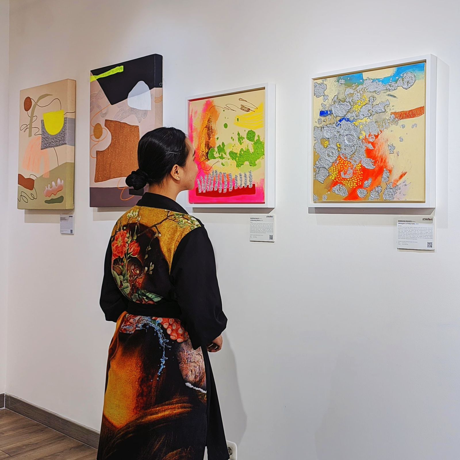 An Abstract Expressionism Art painting titled "A Blooming Silence" (2025) by Mardina Rahayu at 2Madison Gallery. This vibrant work reflects Indonesia Art and Contemporary art Asia while featured in Affordable Art Asia.