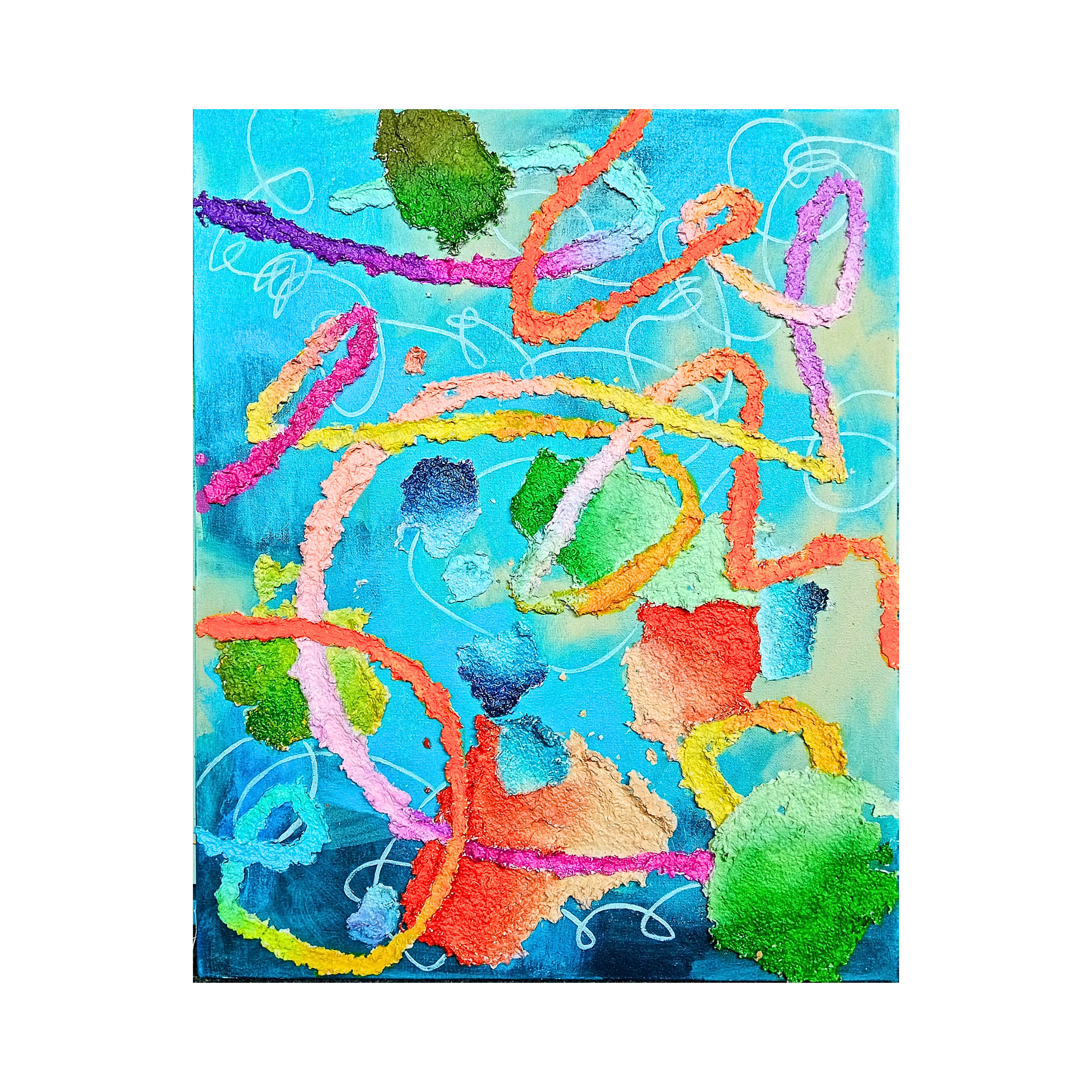 An Abstract Art painting titled "The Sky In Seven Motions" by Mardina Rahayu at 2Madison Gallery. This Indonesia Art artwork represents South East Asia Art and Affordable Art Indonesia through vibrant colors, movement, and expressive textures.