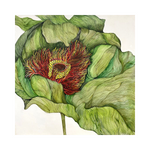 A meticulous original art acrylic painting by Dwi Puspita Pangastuti at 2madison Gallery, titled "Pistil 10". This Contemporary Botanical Art piece features intricate green line work and organic textures, showcasing the excellence of an Emerging artist Asia in this Art Gallery Indonesia as part of the Affordable art Asia collection.