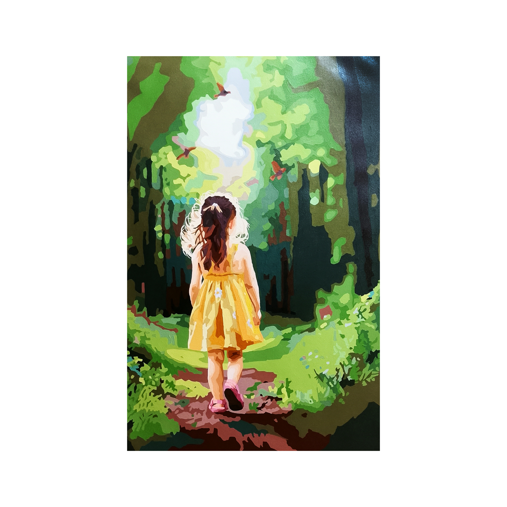 An inspiring 2madison Gallery showcase in Jakarta, "Explore Happiness" (2025) by Tri Pandrong is a masterclass in Contemporary Pop-Realism Art. This acrylic on canvas painting features a girl in a yellow dress walking through a sun-drenched green forest, embodying the vibrant spirit of Art Indonesia and South East Asia Art curated by this Art Gallery Jakarta.