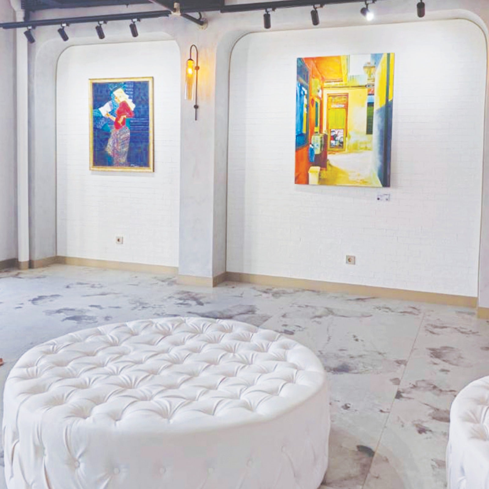 Figurative Cubism painting titled "Belajar" by Tulus Warsito at 2Madison Gallery. Part of Contemporary art Indonesia, Indonesia Art, and Affordable art Asia.