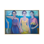 An evocative original art oil painting at 2madison Gallery, "Nature And Friendship" (2025) by Ciler Suvey features three women against an aquamarine backdrop. Curated by this prominent South East Asia gallery, the piece represents the finest Indonesia Art and Contemporary art Indonesia available at the Gallery Jakarta location.