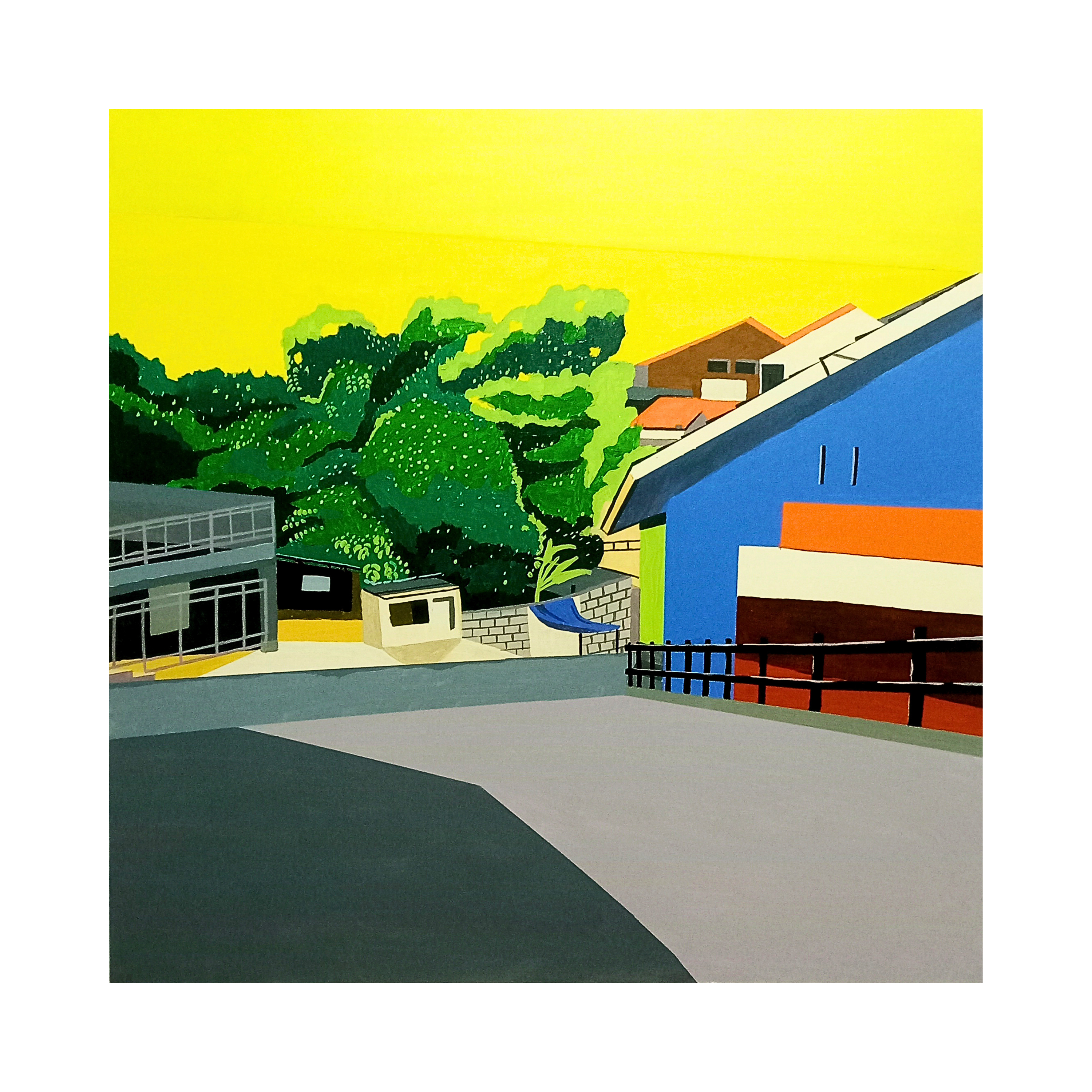 A Contemporary Semi-Abstract Art acrylic painting titled "Ordeal" by Esa Apriansyah at Art Gallery Jakarta. This Contemporary Pop Art-influenced work is featured in a South East Asia gallery and explores themes of courage and awareness.