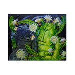 A contemporary surrealism acrylic painting titled "The Lucky Flower" by Desta Aji Saputra at 2Madison Gallery, blending Southeast Asia art and Affordable art Asia. The piece evokes fleeting beauty and mystical allure, highlighting imaginative expression in an art gallery Jakarta setting.