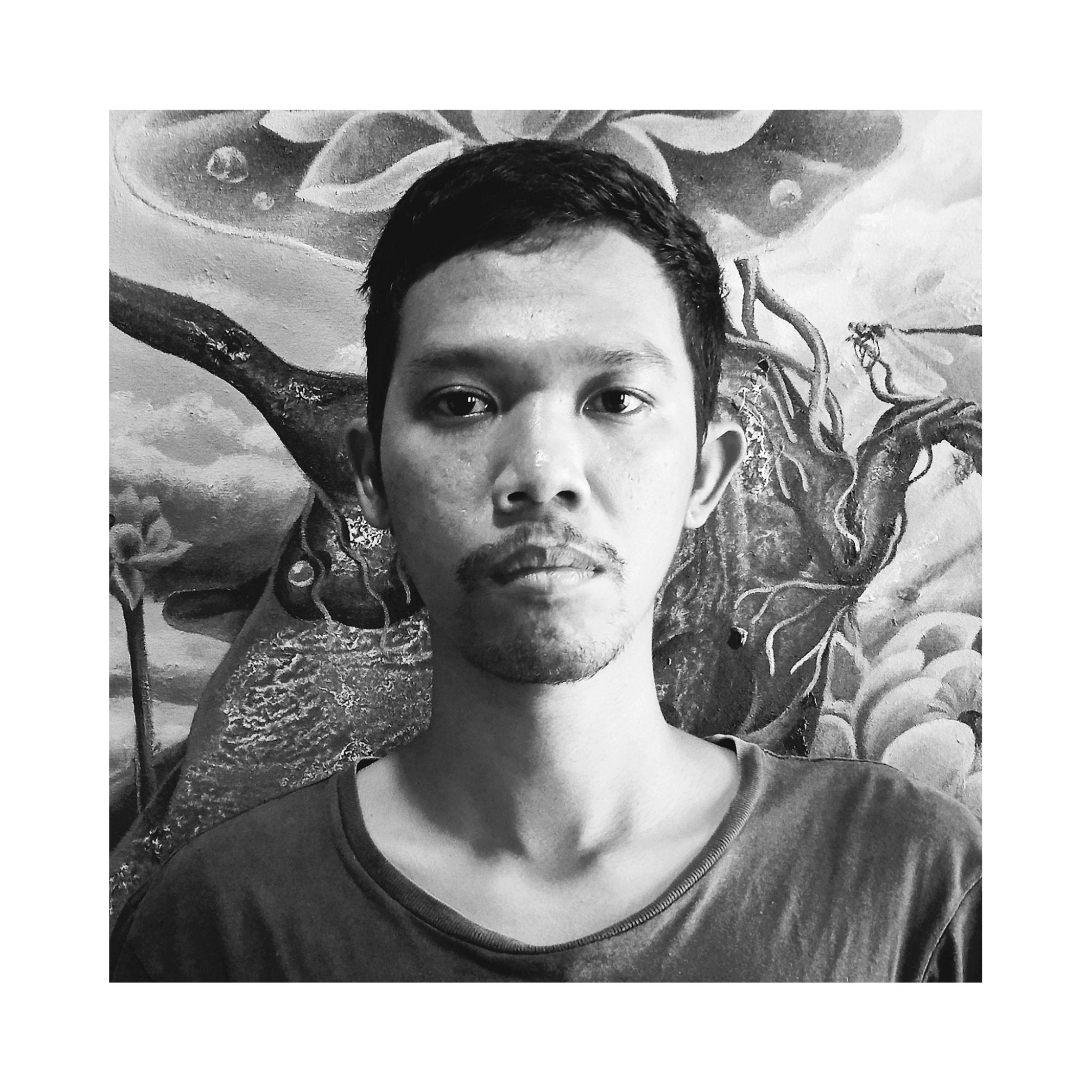 A contemporary surrealism acrylic painting titled "The Lucky Flower" by Desta Aji Saputra at 2Madison Gallery, blending Southeast Asia art and Affordable art Asia. The piece evokes fleeting beauty and mystical allure, highlighting imaginative expression in an art gallery Jakarta setting.