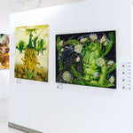 A contemporary surrealism acrylic painting titled "The Lucky Flower" by Desta Aji Saputra at 2Madison Gallery, blending Southeast Asia art and Affordable art Asia. The piece evokes fleeting beauty and mystical allure, highlighting imaginative expression in an art gallery Jakarta setting.