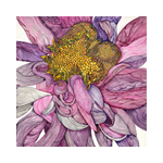 A vibrant original art botanical painting on canvas, "Pistil 8" by Dwi Puspita Pangastuti. Displayed at 2madison Gallery, this Contemporary Botanical Art work uses pink and purple tones to explore floral anatomy, representing the high quality of Art Gallery Indonesia and the Emerging artist Asia talent within the Affordable art Asia segment.