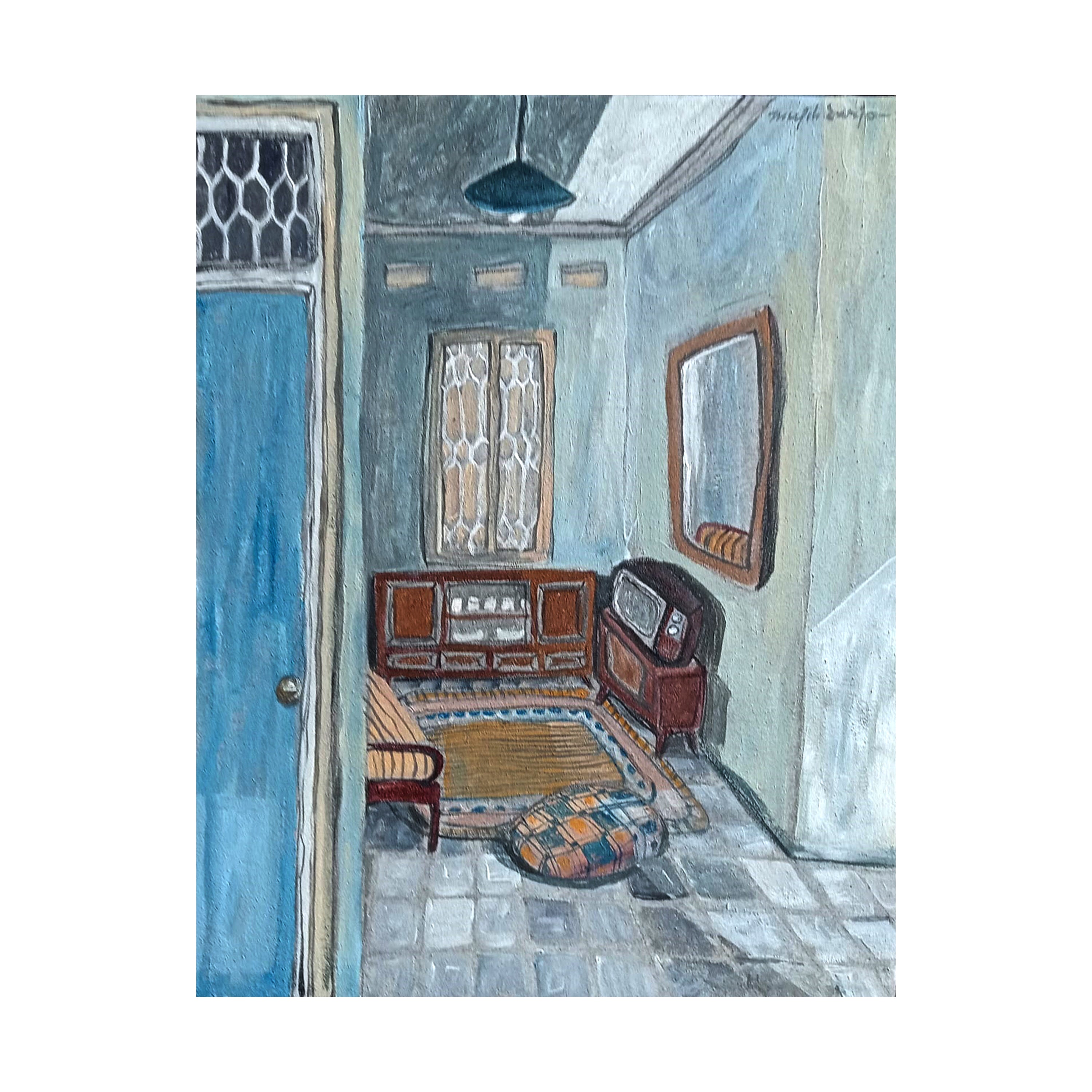 Figurative Expressionism Art painting titled "Elastis" by Mujib Darjo at 2Madison Gallery. Part of Art Indonesia, Contemporary art Indonesia, and Contemporary art Asean.