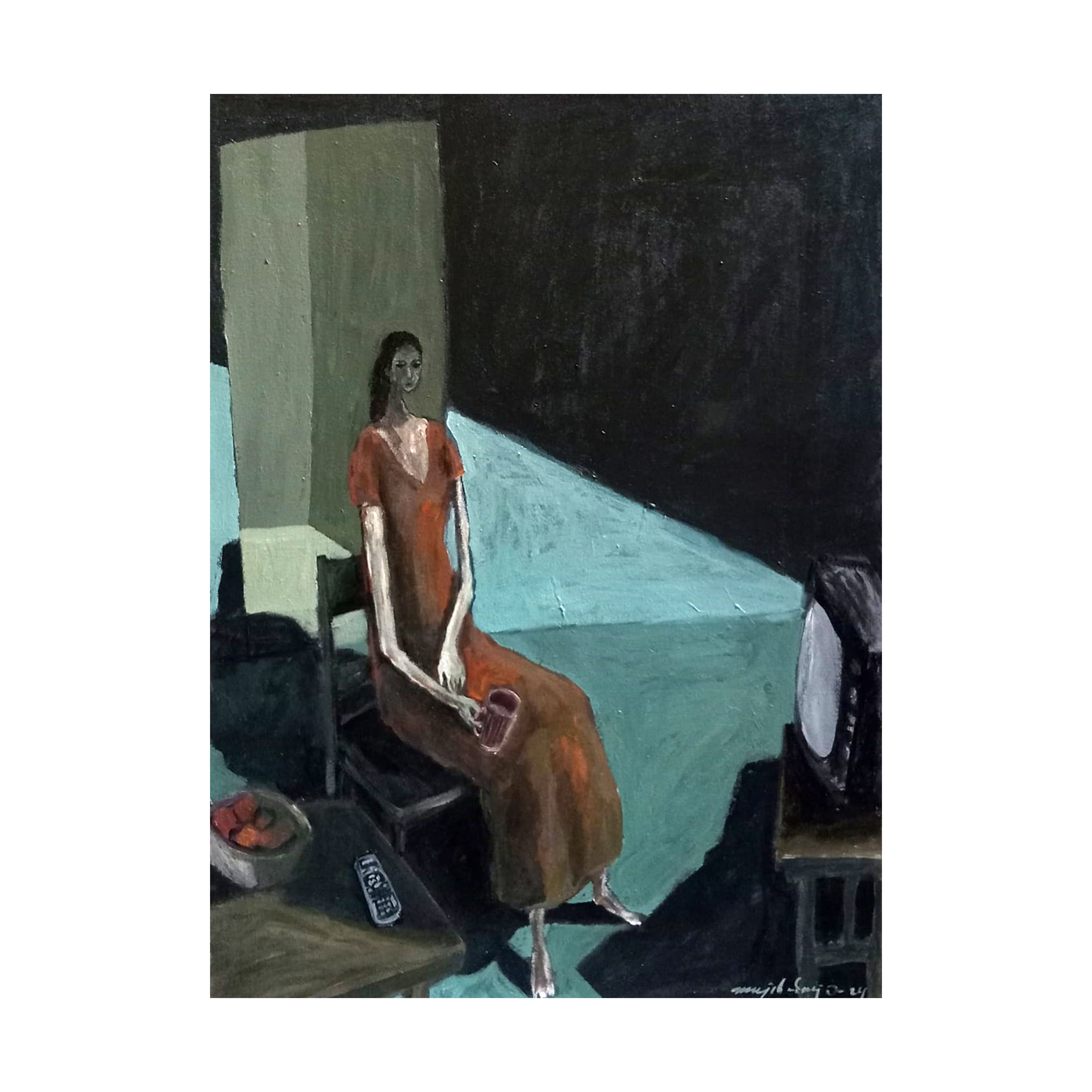 Figurative Expressionism Art painting titled "Teh Tanpa Gula" by Mujib Darjo at 2Madison Gallery. Part of Art Indonesia and Contemporary art Asia, this work represents Affordable art Asia.