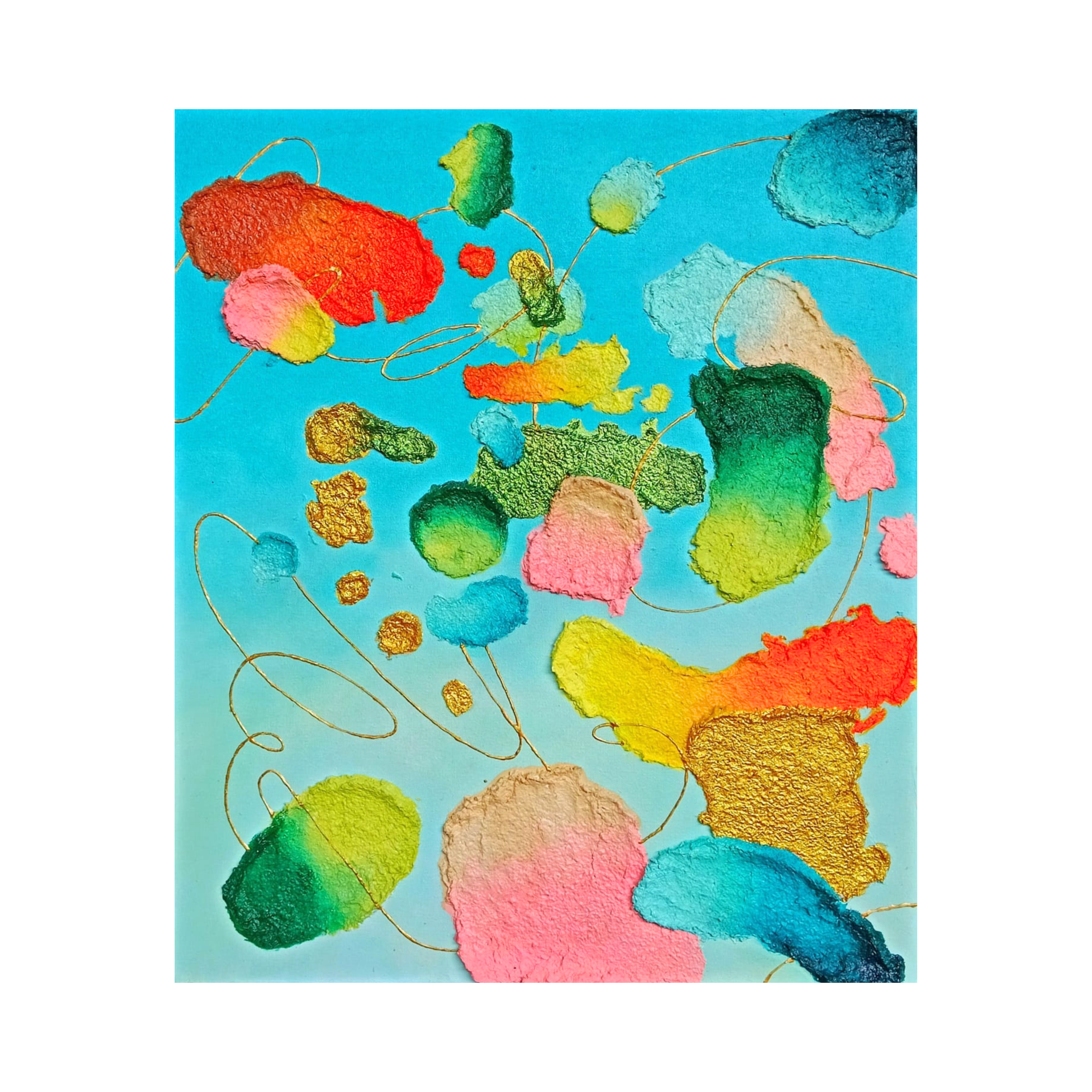An Abstract Art painting titled "Floating Through Inner Light" by Mardina Rahayu at 2Madison Gallery. This Contemporary Art Asia artwork reflects freedom, memory, and nature while representing Gallery Jakarta and an Emerging Artist Indonesia.