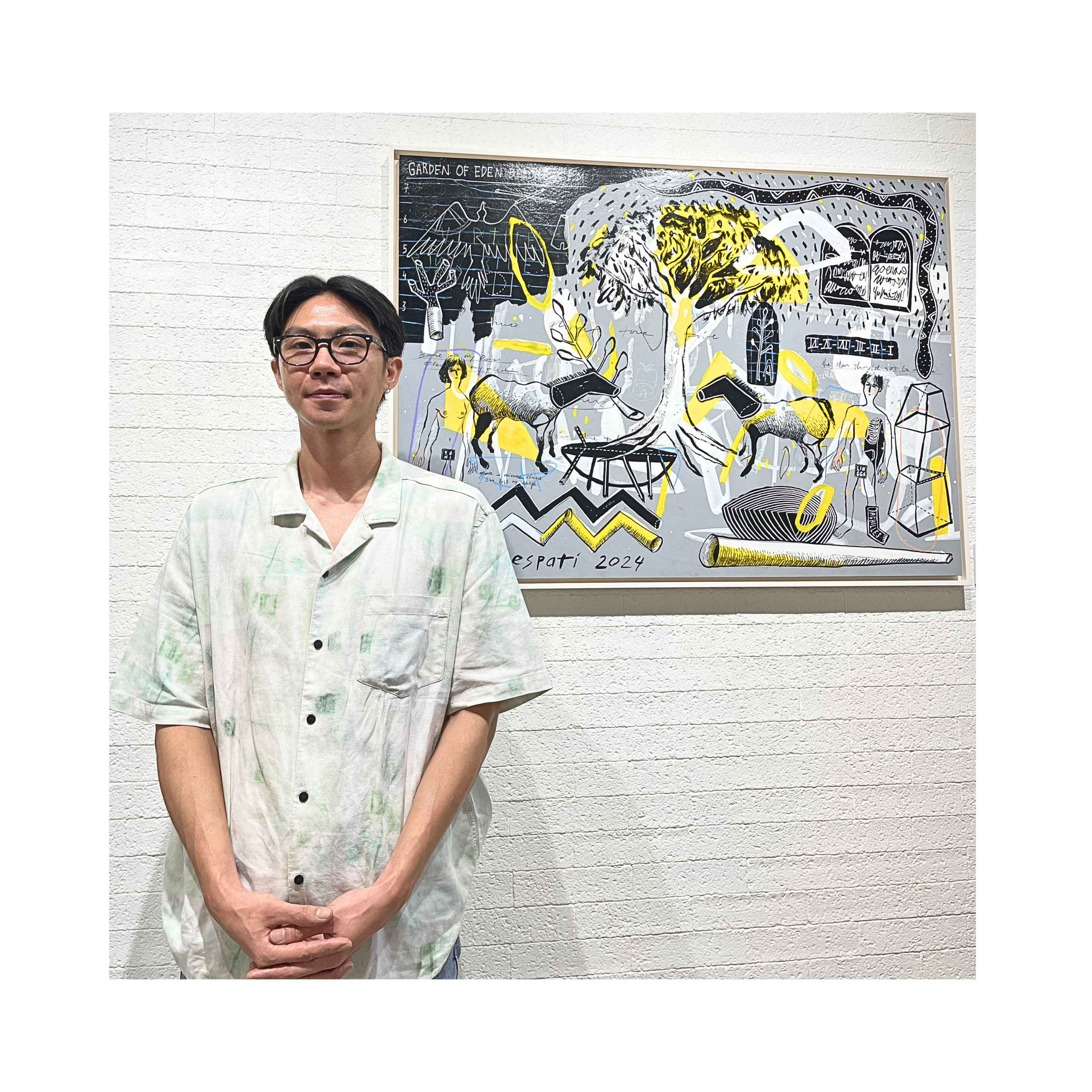 Neo-Expressionism Art painting "Garden of Eden Before 3 P.M" by Reydo Respati at 2Madison Gallery. Featured in Contemporary art Indonesia, Art Gallery Jakarta, and Affordable art Asia.