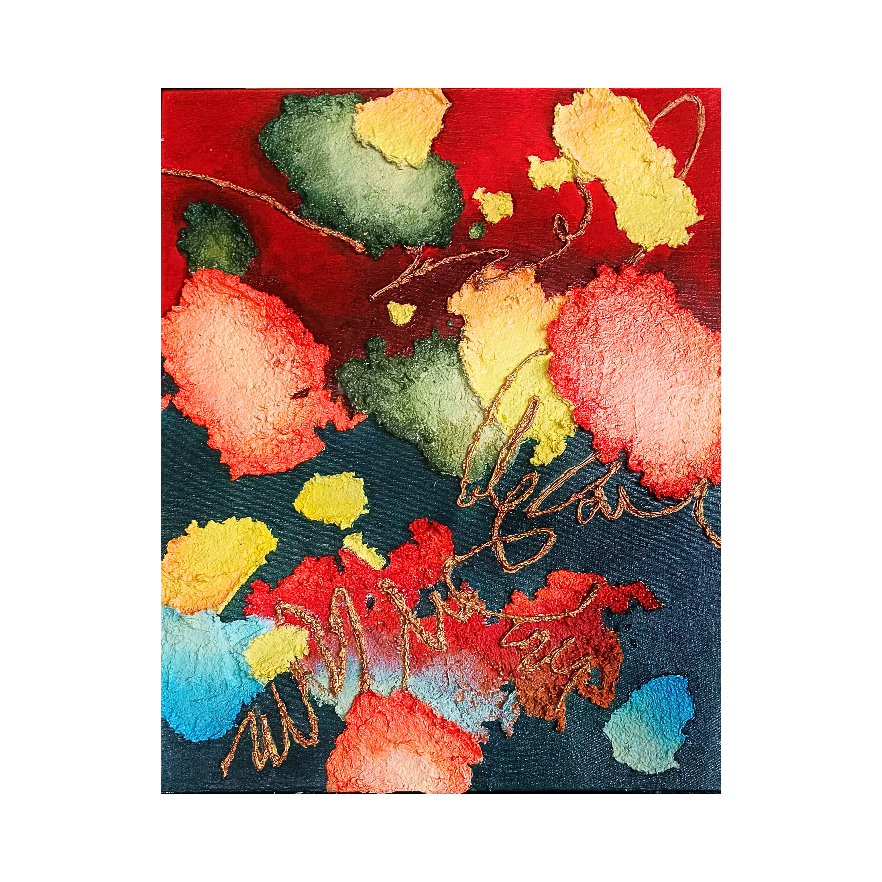 An Abstract Art painting titled "Growing Around The Pain" by Mardina Rahayu at 2Madison Gallery. This Indonesia Art artwork reflects resilience and emotional growth within Contemporary Art ASEAN and South East Asia Art.