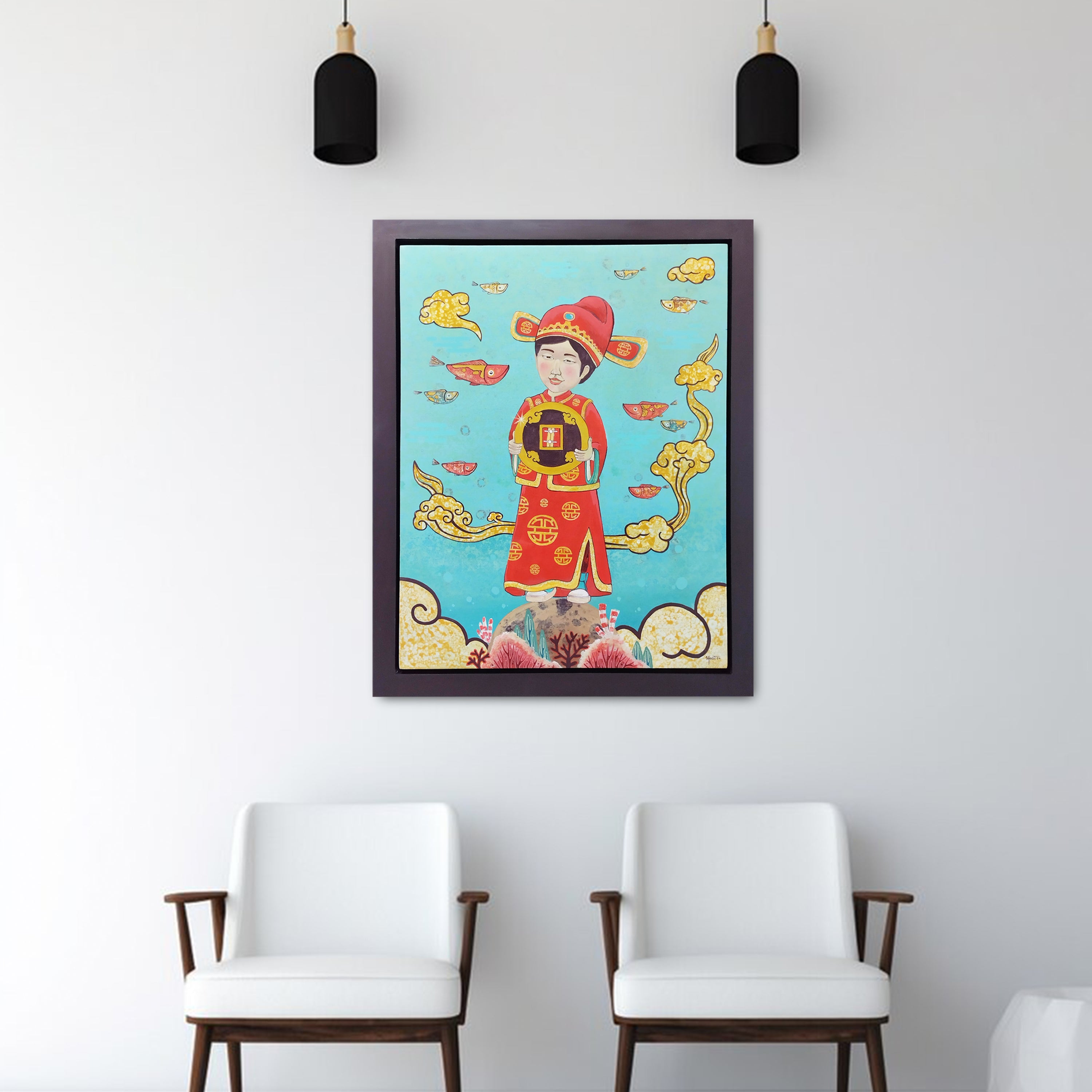 A vibrant Contemporary Pop Art acrylic painting titled "Hope Brings Fortune #1" by M Medik at 2Madison Gallery. This Contemporary Art Asean piece reflects the richness of Southeast Asia art and Asian Gallery culture.