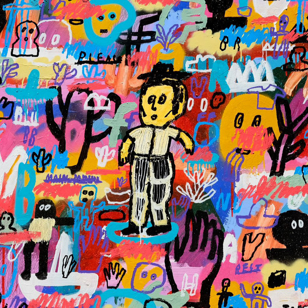 An expressive Neo-Expressionism Art painting titled "Lonely Noise Land (2023)" by Soni Irawan at 2Madison Gallery. This work represents Contemporary Art Indonesia within the Gallery Jakarta and Asian Gallery scene.