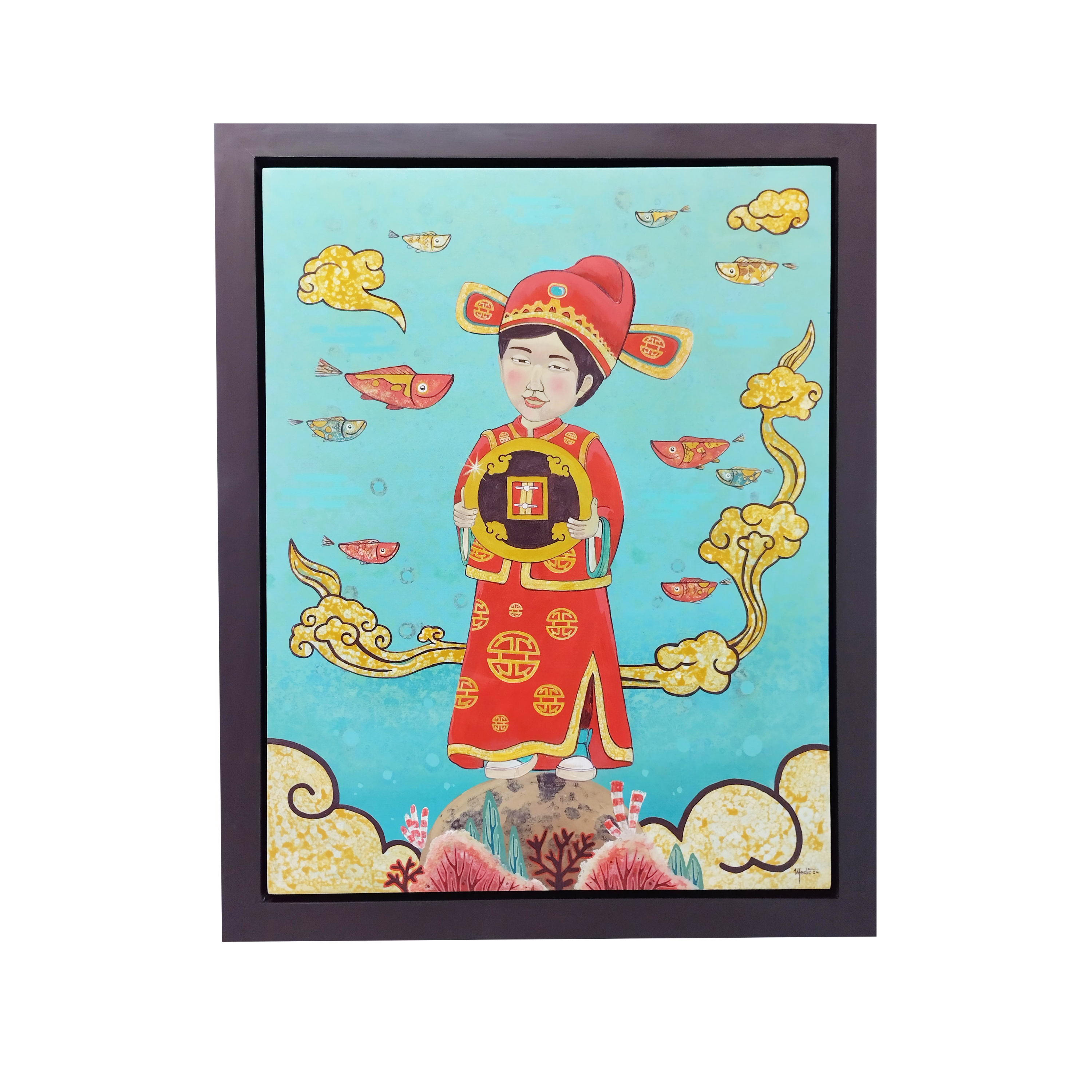 A vibrant Contemporary Pop Art acrylic painting titled "Hope Brings Fortune #1" by M Medik at 2Madison Gallery. This Contemporary Art Asean piece reflects the richness of Southeast Asia art and Asian Gallery culture.