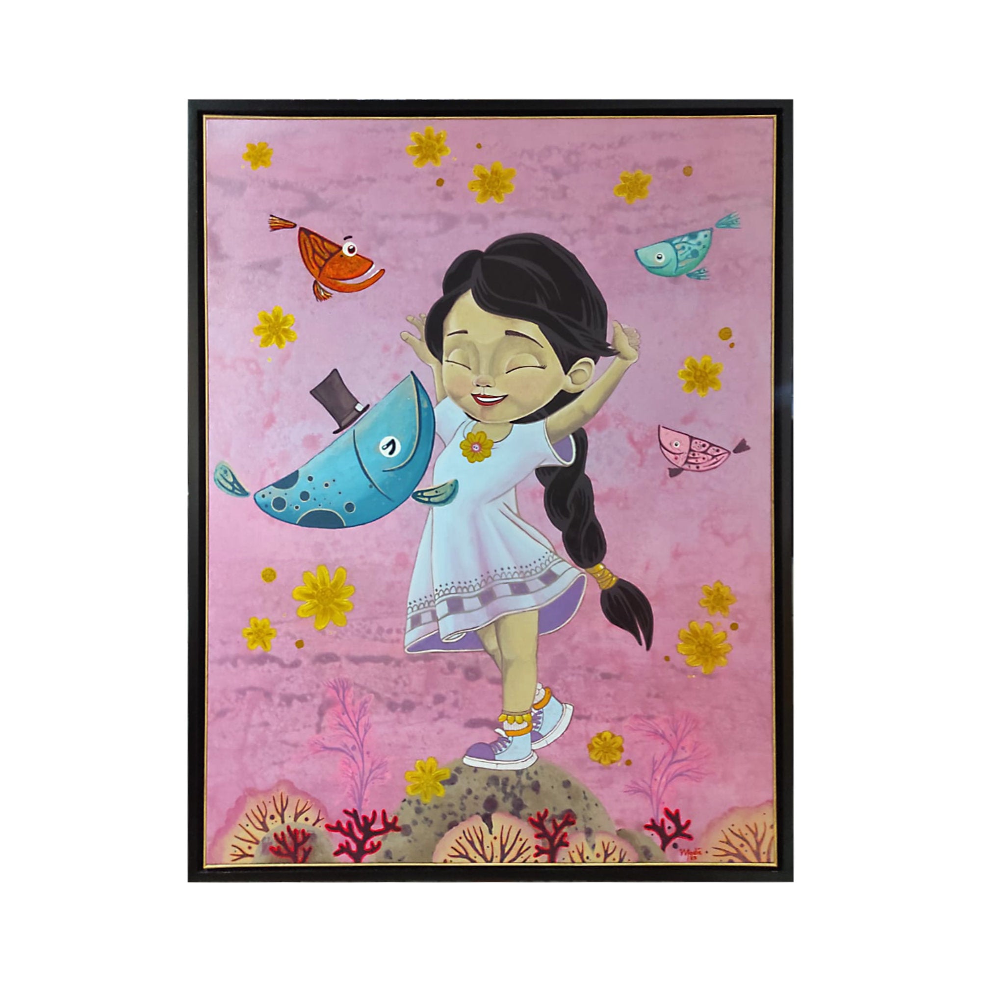 A vibrant Contemporary Pop Art acrylic painting titled "Surrounded by Fortune #1" by M Medik at 2Madison Gallery. This piece reflects Southeast Asia art and highlights the presence of Gallery Jakarta within the Asian Gallery scene.