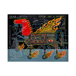 A Neo-Expressionism Art mixed media painting titled "Anima Libera" by Reydo Respati at a South East Asia gallery. This Contemporary art Asia work by an Emerging Artist Jakarta features a hybrid horse-machine symbolizing freedom and control.