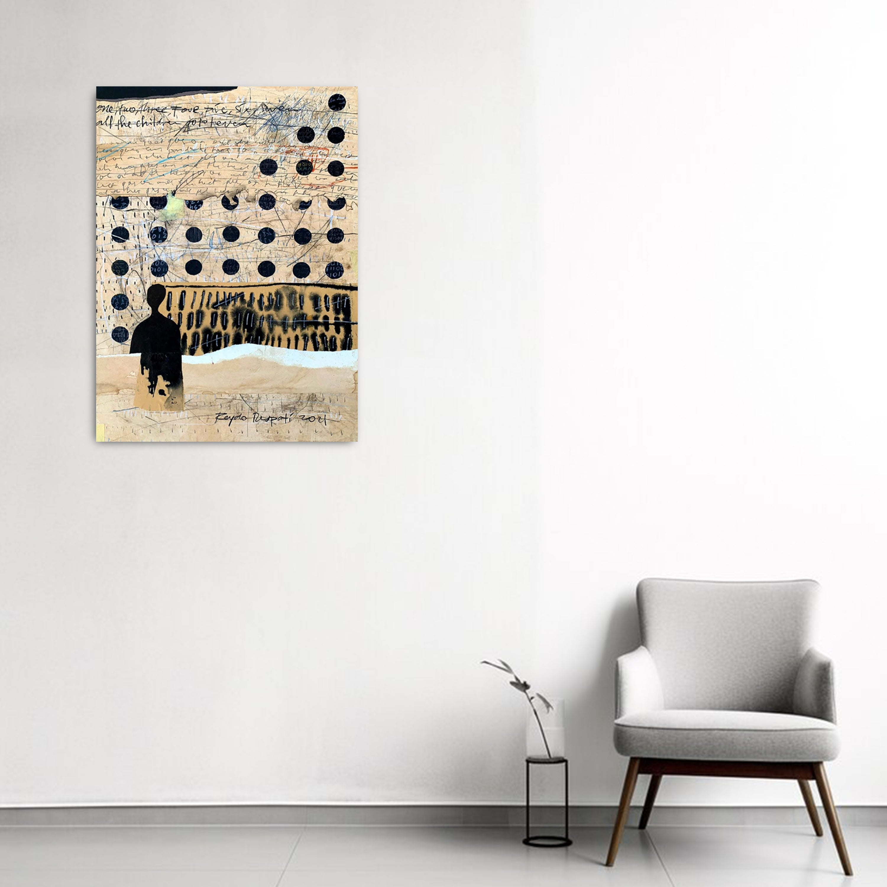 An expressive Neo-Expressionism Art mixed media artwork titled "Numerals" by Reydo Respati at 2Madison Gallery. This piece represents Contemporary Art Indonesia within the Gallery Jakarta and Art Gallery Indonesia scene.