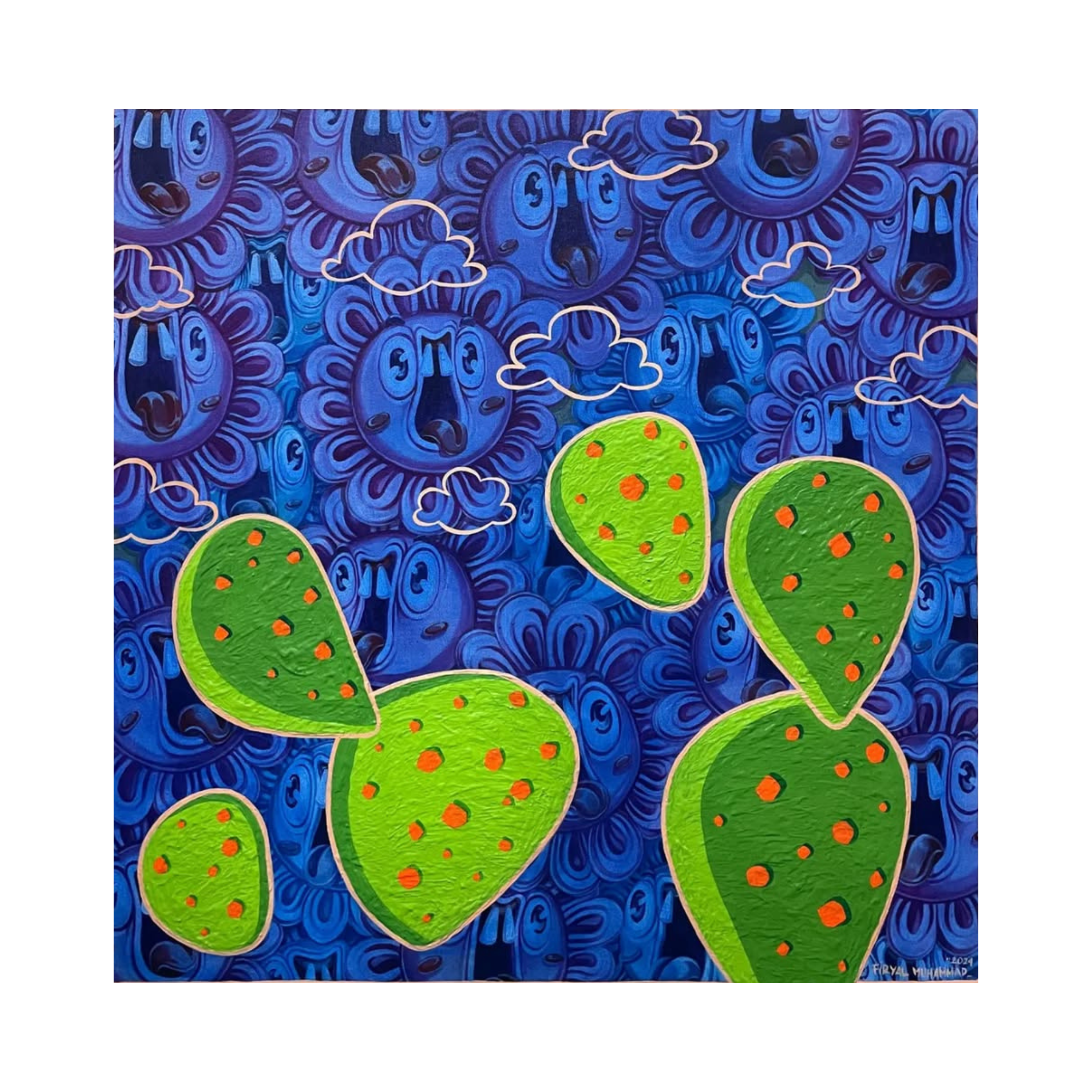 A Pop Surrealism acrylic painting titled "Alter Ego #1" by Firyal Muhammad at 2Madison Gallery, representing Art Gallery Jakarta, Affordable art Asia, and Southeast Asia art.