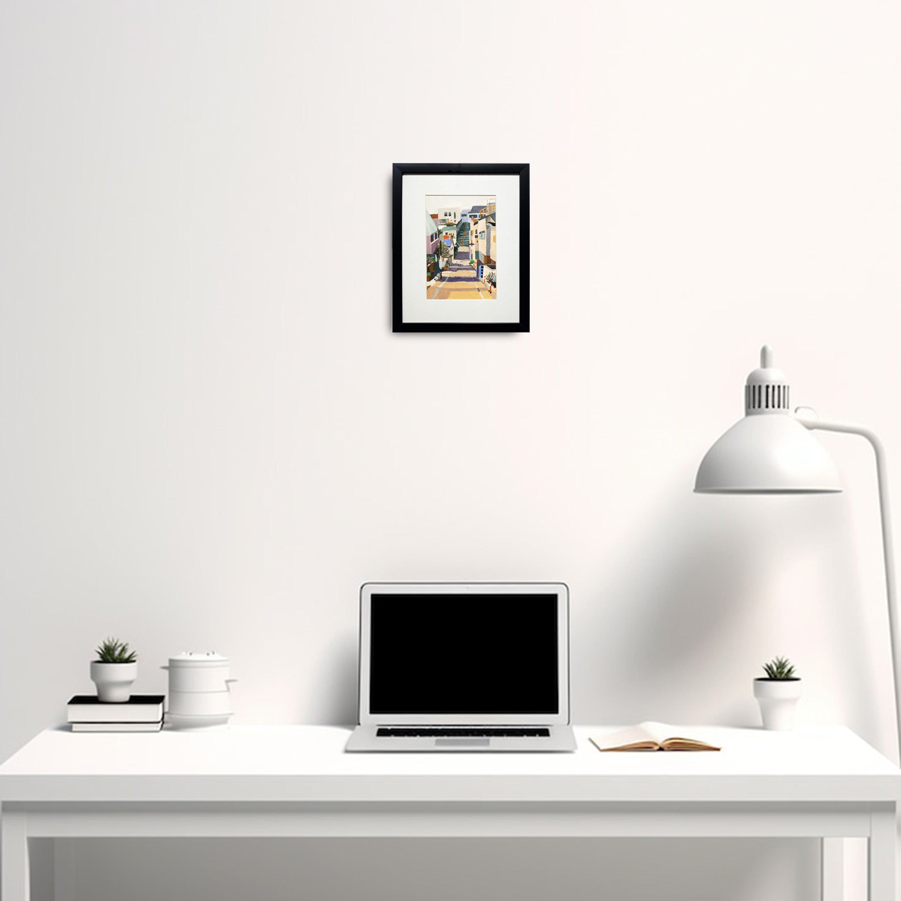 A serene Naïve Art acrylic painting titled "Pure Blue" by Esa Apriansyah at 2Madison Gallery. This Emerging Artist Asia piece reflects the depth of Southeast Asia art and Asian Gallery culture.