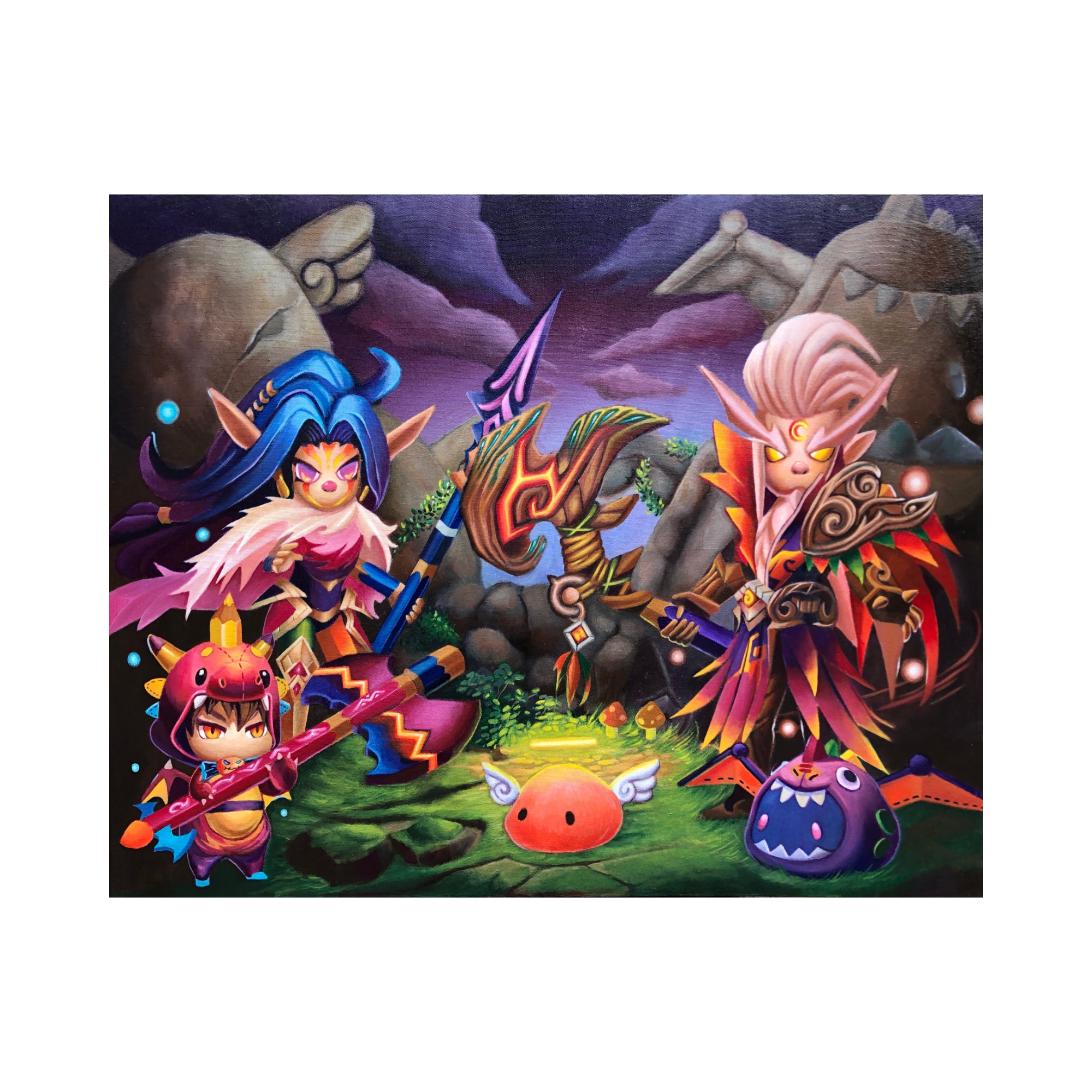 A Contemporary Pop Art painting titled "Resolving Conflicts" by Hendra Maysetyawan at 2Madison Gallery, representing Southeast Asia art and Affordable art Asia. This vibrant piece highlights themes of harmony and communication within an Art Gallery Jakarta setting.