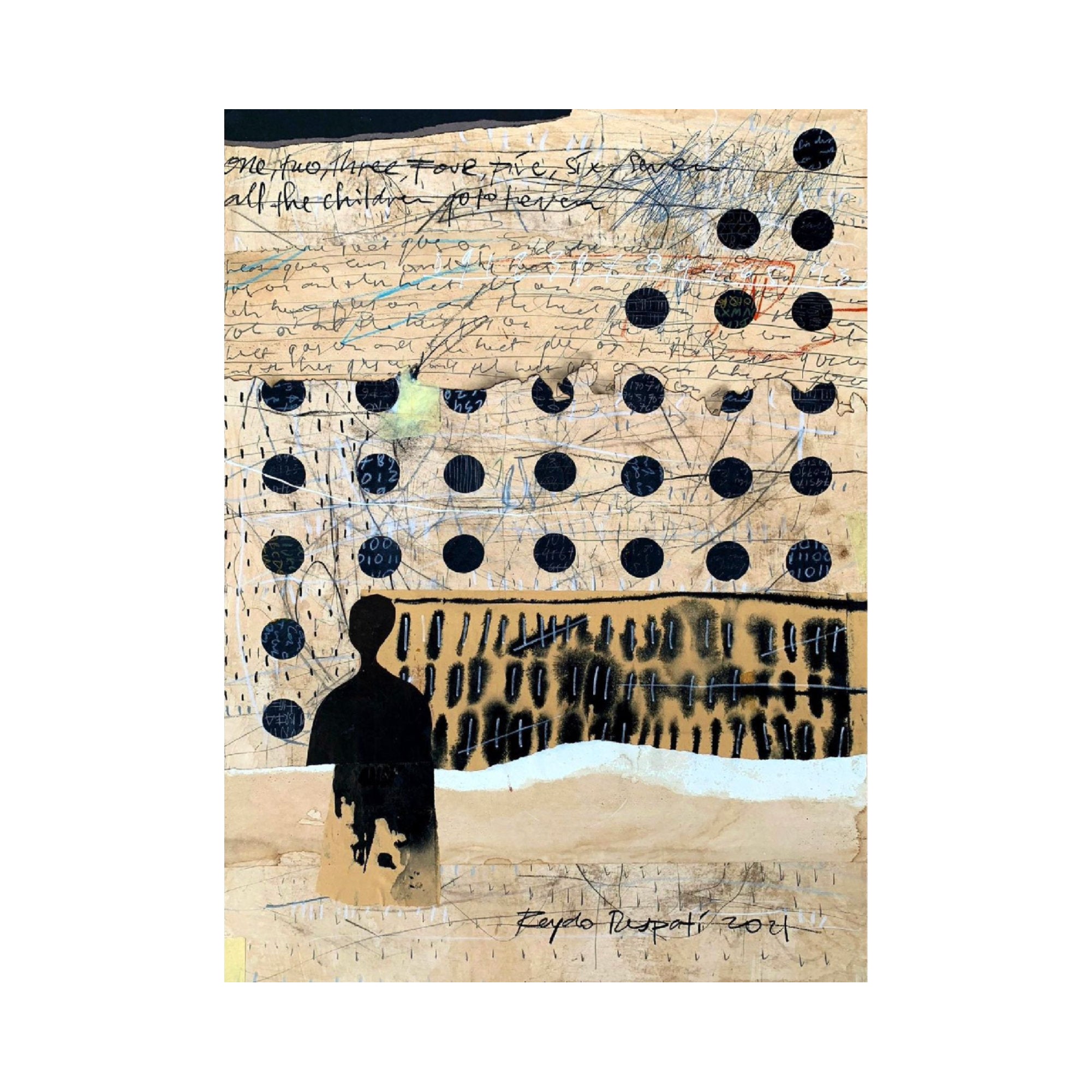 An expressive Neo-Expressionism Art mixed media artwork titled "Numerals" by Reydo Respati at 2Madison Gallery. This piece represents Contemporary Art Indonesia within the Gallery Jakarta and Art Gallery Indonesia scene.