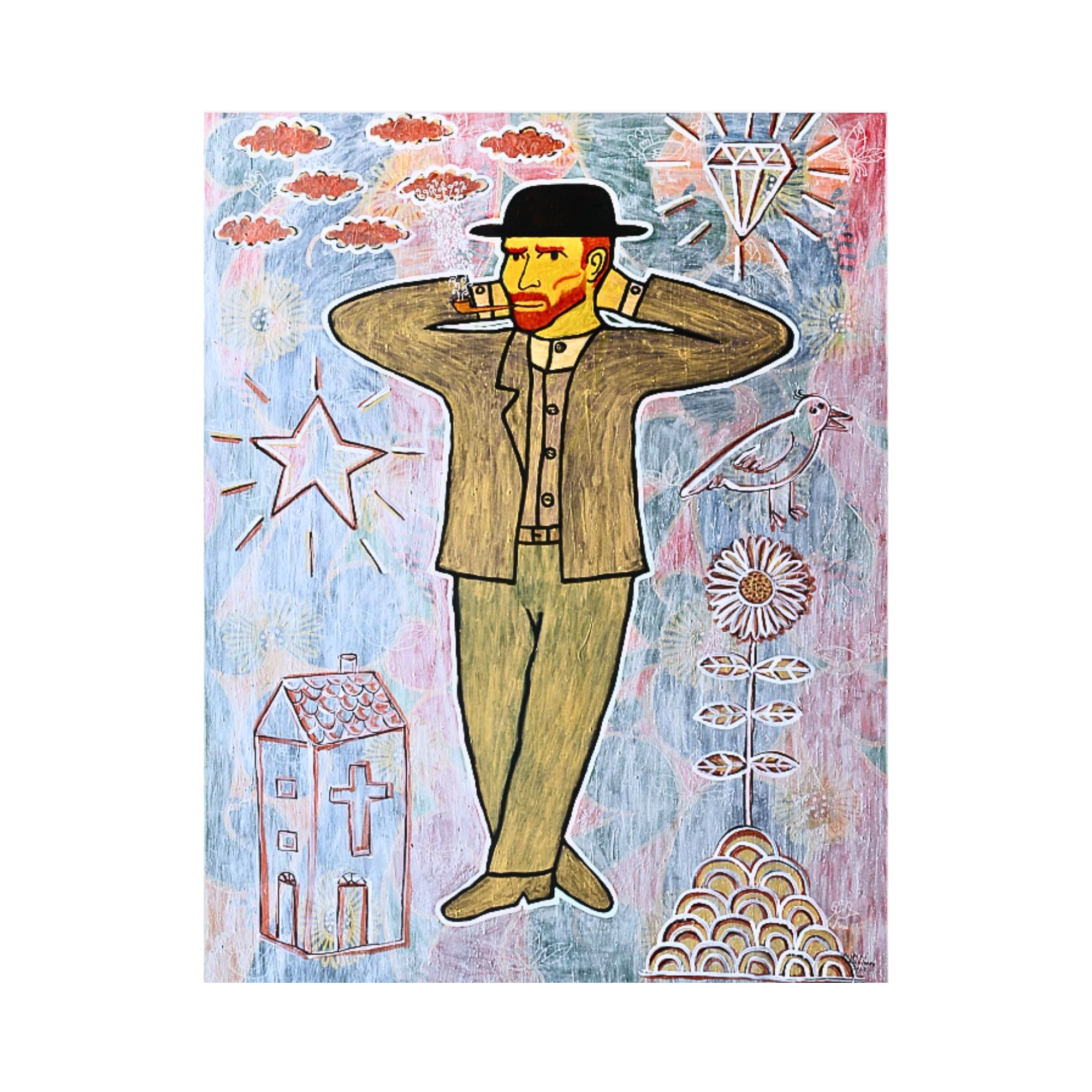 Figurative Expressionism Art painting titled "Van Gogh and Wonderland" by Yustoni Volunteero at 2Madison Gallery. Part of Contemporary art Indonesia and Contemporary art Asia, this work represents an Emerging artist Asia.