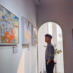 An Abstract Expressionism Art painting titled "Whispers of Warmth" (2025) by Mardina Rahayu at 2Madison Gallery, part of Art Indonesia and Gallery Jakarta. This textured mixed media work reflects emotional memory and is featured in Affordable Art Asia.